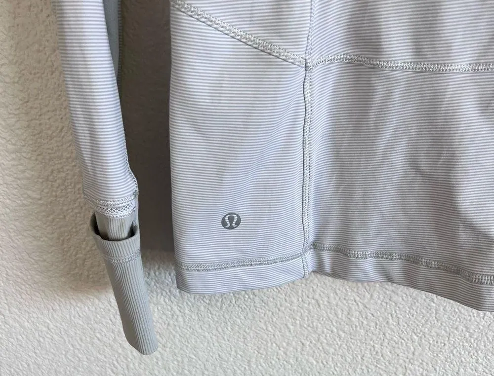 Lululemon Race With Grace 1/2 Zip II Wee Stripe White Silver Spoon - Image 8
