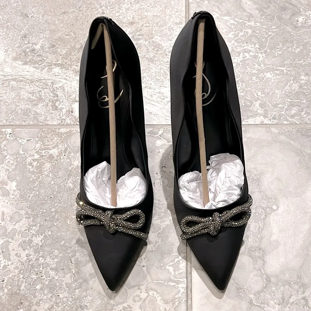 Sam Edelman Deela Evening Bow Pump in Black Satin, Size 11 New in Box w/Dust Bag - Image 12