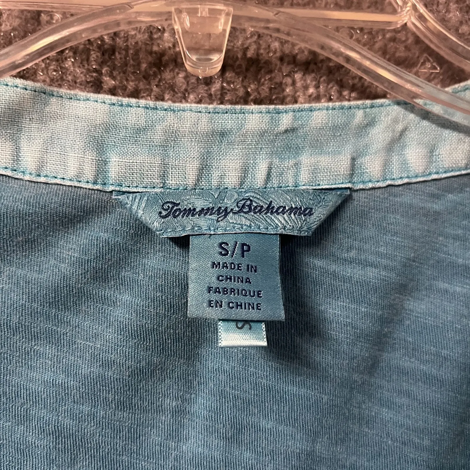 Tommy Bahama Arden Midi Shift Dress Womens Small‎ Blue Cotton Split Neck Casual - Image 4