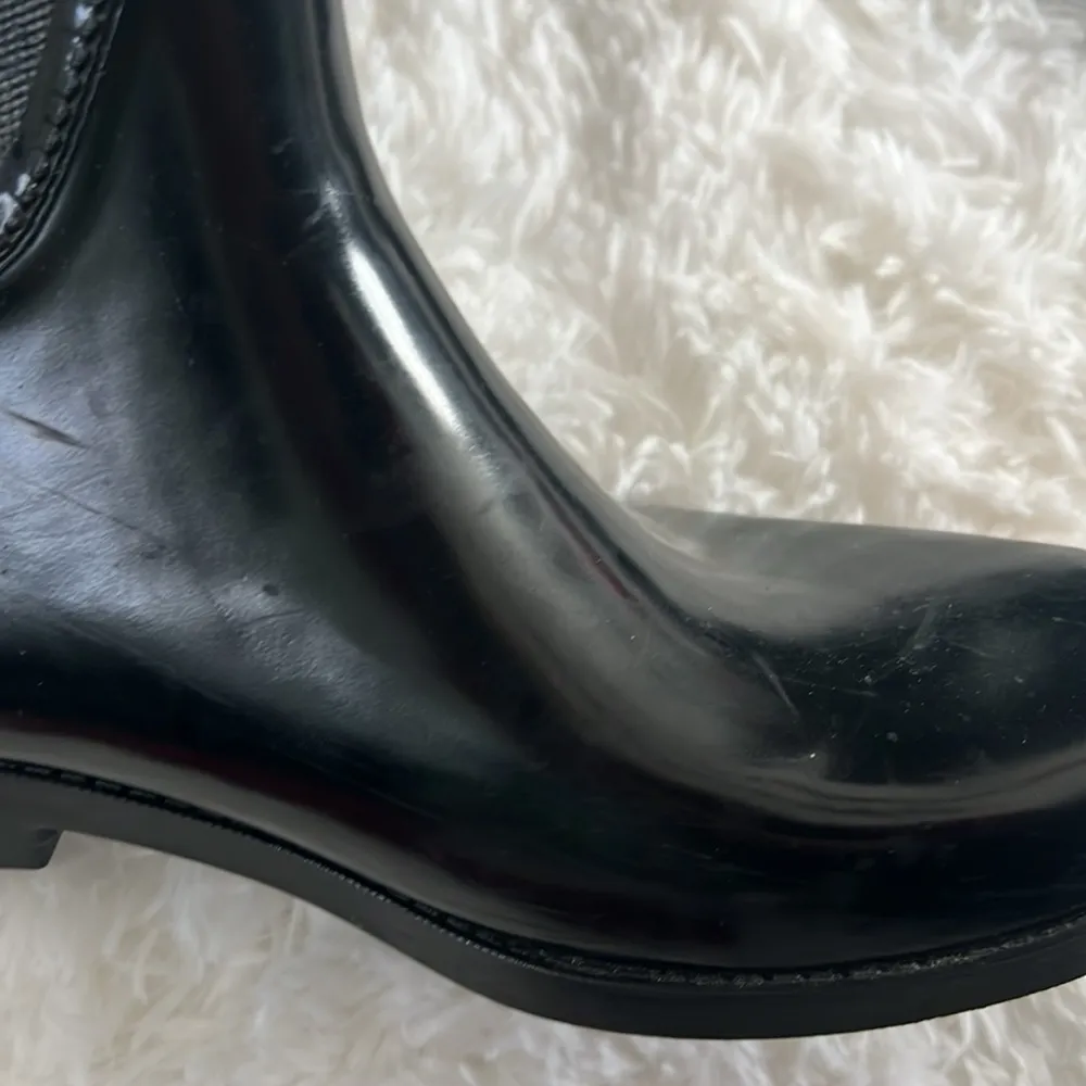 Tristee Tall Rain-boot Color Black /Grey Logo Size 8 GUC - Image 11