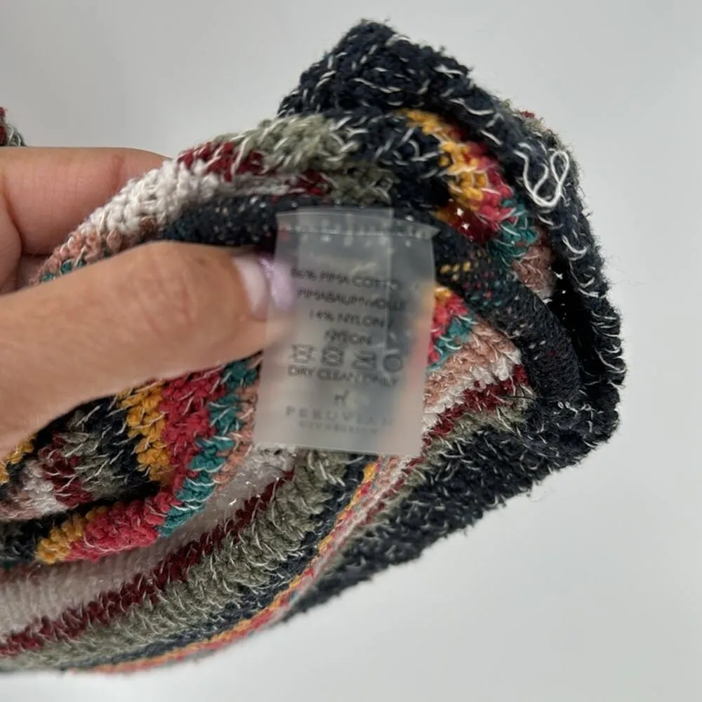 Peruvian Connection Navarre knit cap sleeves top Pima cotton artsy size XS - Image 6