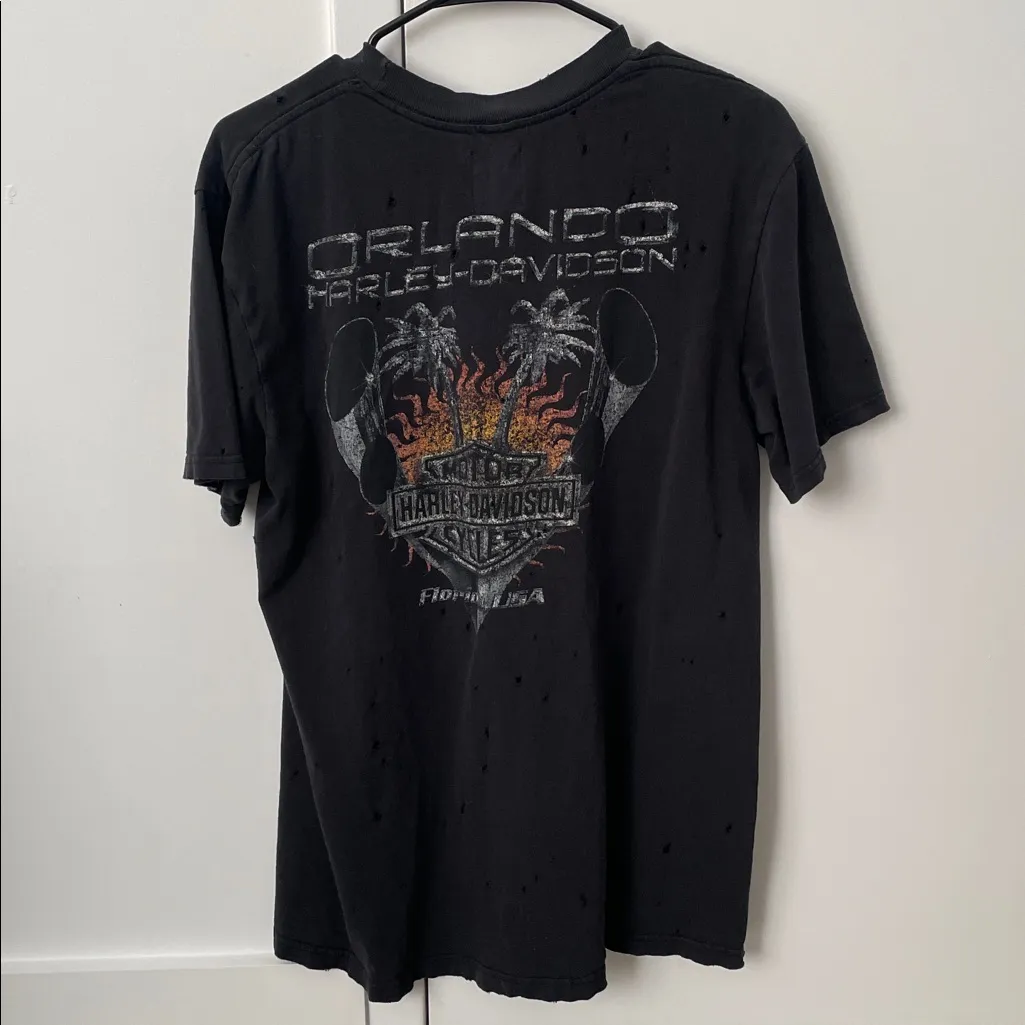 Black Harley Davidson Orlando Distressed T - Image 4