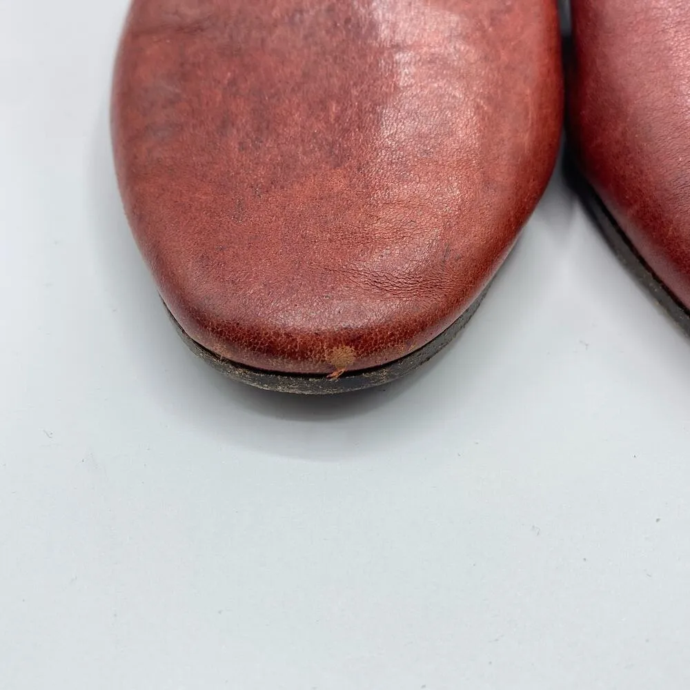 FRYE Women's Terri Gore Red Clay Leather Mules Size 6 Autumn Chic Almond Toe - Image 3