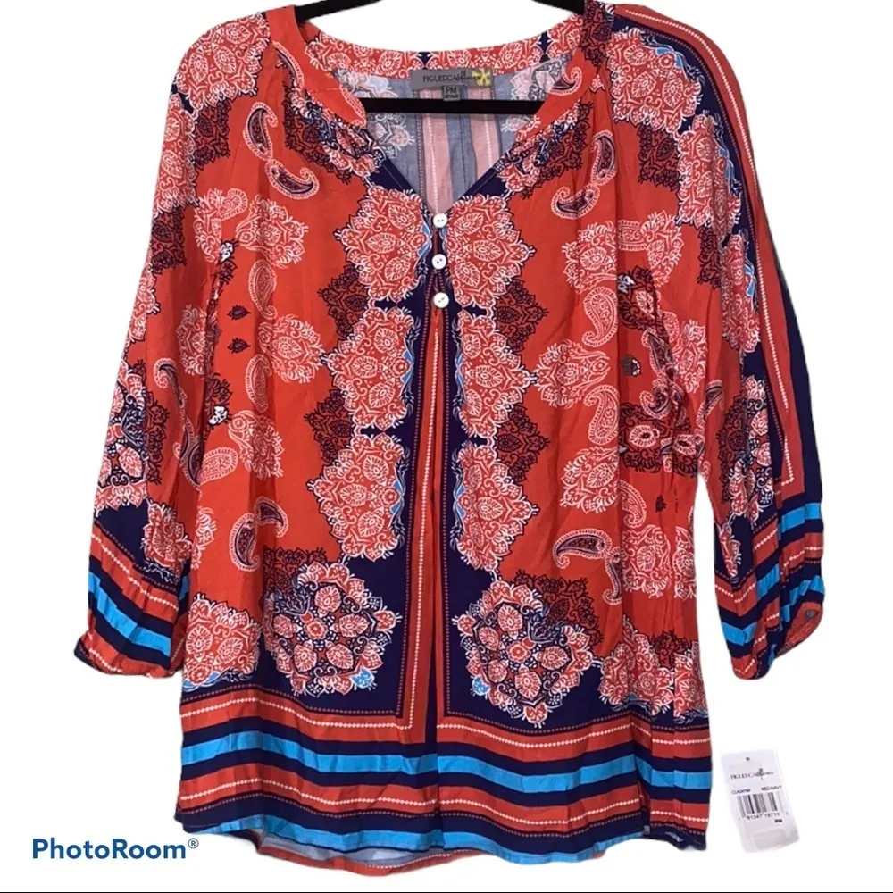 Figueroa & flower paisley popover blouse floral Blue Size undefined - Image 11