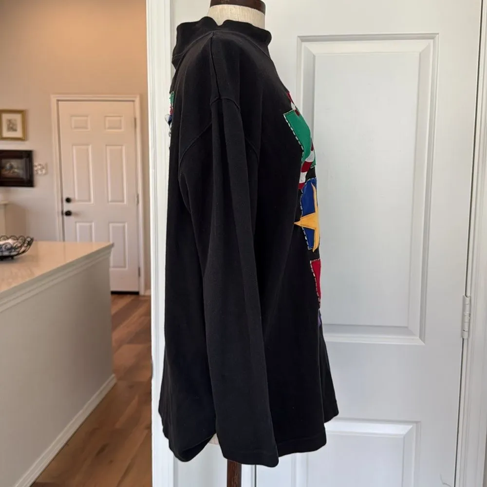 Vintage patchwork Christmas designs mockneck Black Size L - Image 9