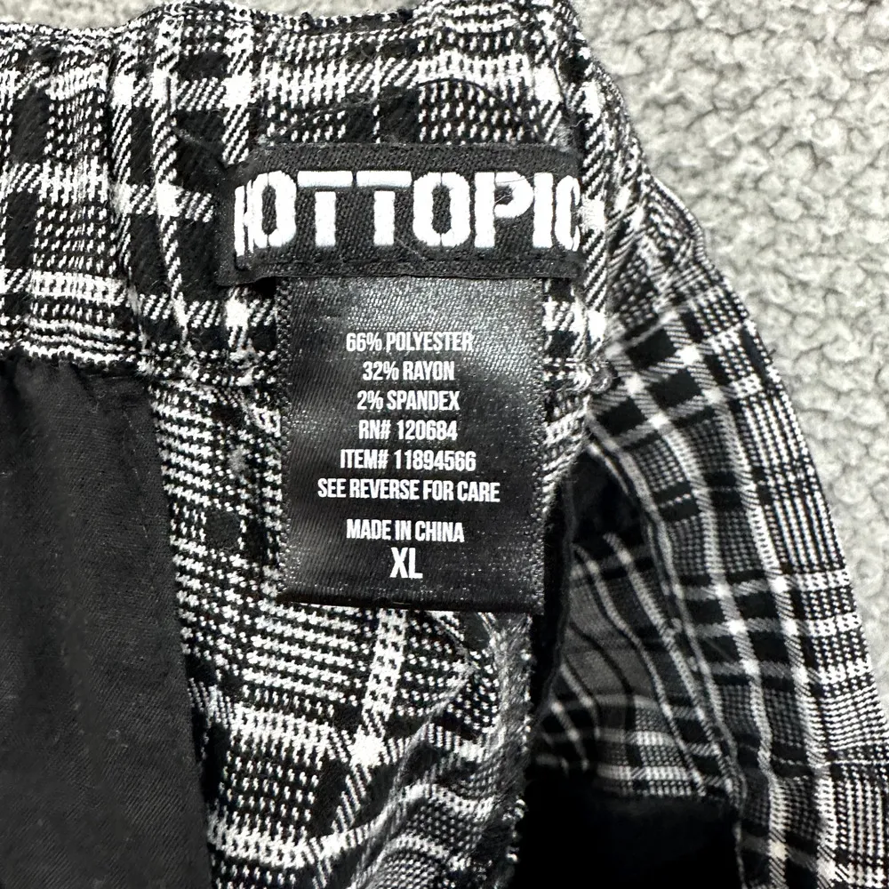 Hot Top Pants Womens XL Black Plaid Tapered Leg Elastic Waist Punk Preppy Goth‎ - Image 2