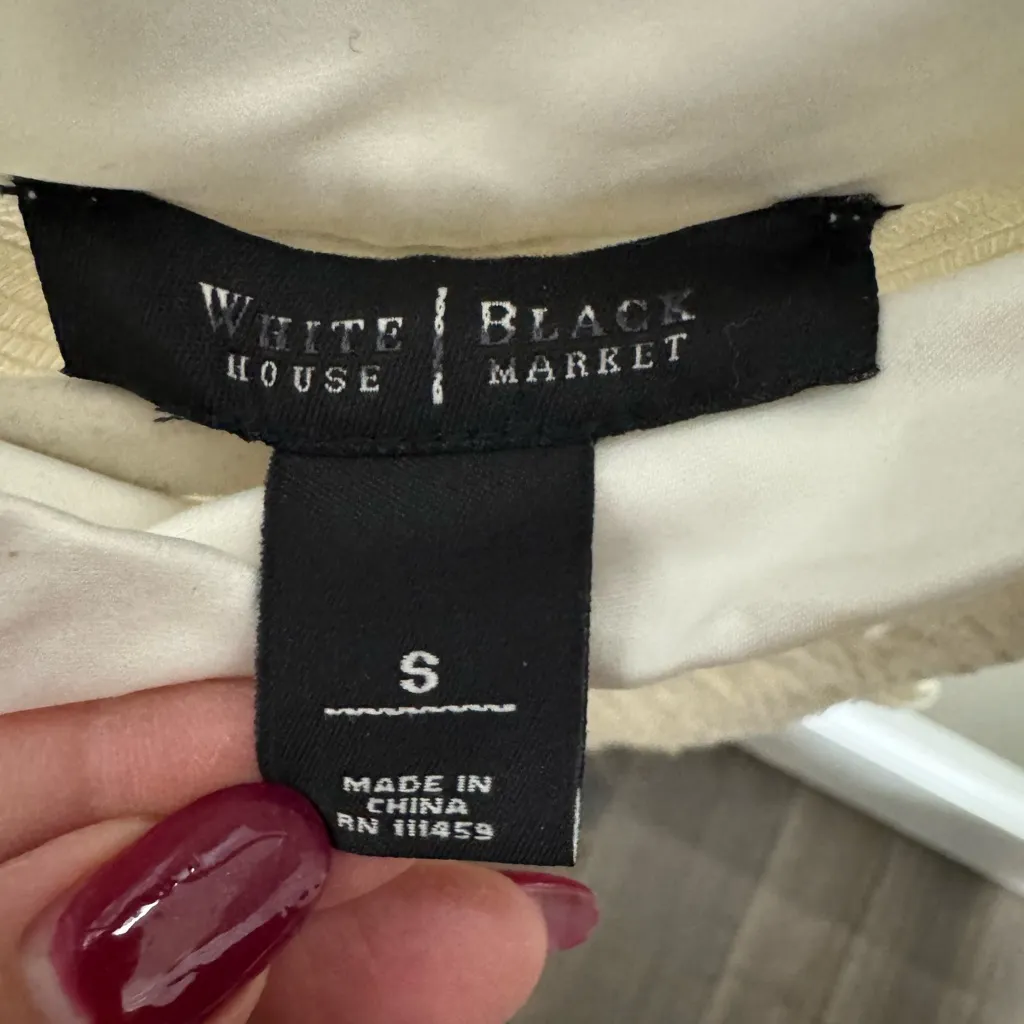 White House Black Market Sequin Halter Top Cream Size S - Image 7