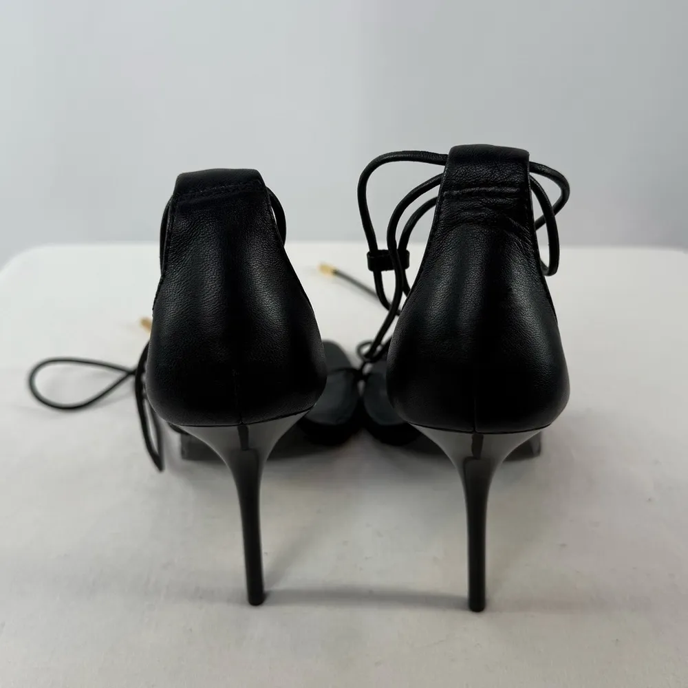 NEW‎ Reiss Kali Leather Strappy Square Toe Wrap High Heel Sandals Black Size 8.5 - Image 4