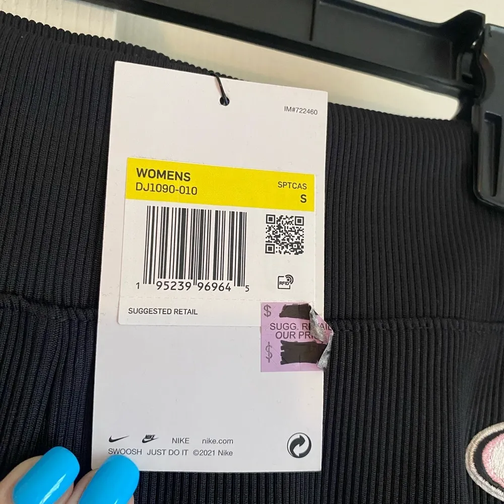 NWT Nike small black cropped wide leg flare ribbed pants streetwear lounge - Image 4