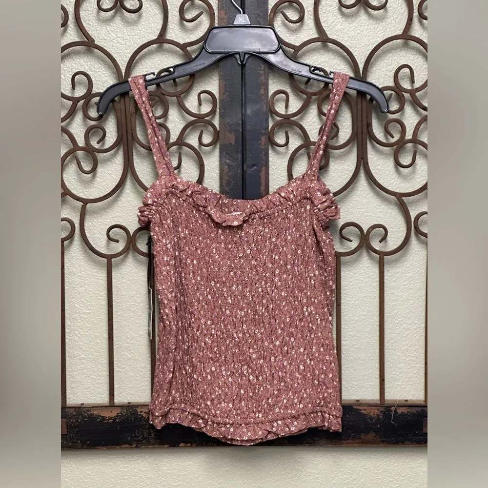 Liberty Love floral spaghetti strap smocked crop top - Image 2