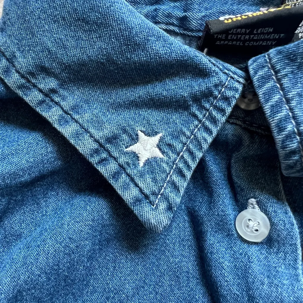 Vintage Mickey Unlimited Jerry Leigh Large Sleeveless Denim Chambray Disney Top‎ - Image 7