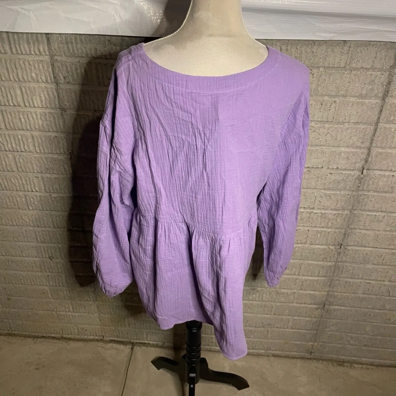 NWT Chic Soul Women's Purple V-Neck Long Sleeve Peplum Textured Blouse Size 1X‎ - Image 4