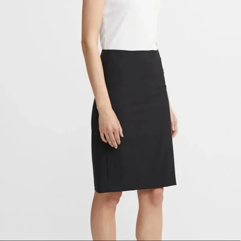 Theory Minimalist Pencil Skirt Size 2 Black Tailored Academia Workwear Classic - Image 2