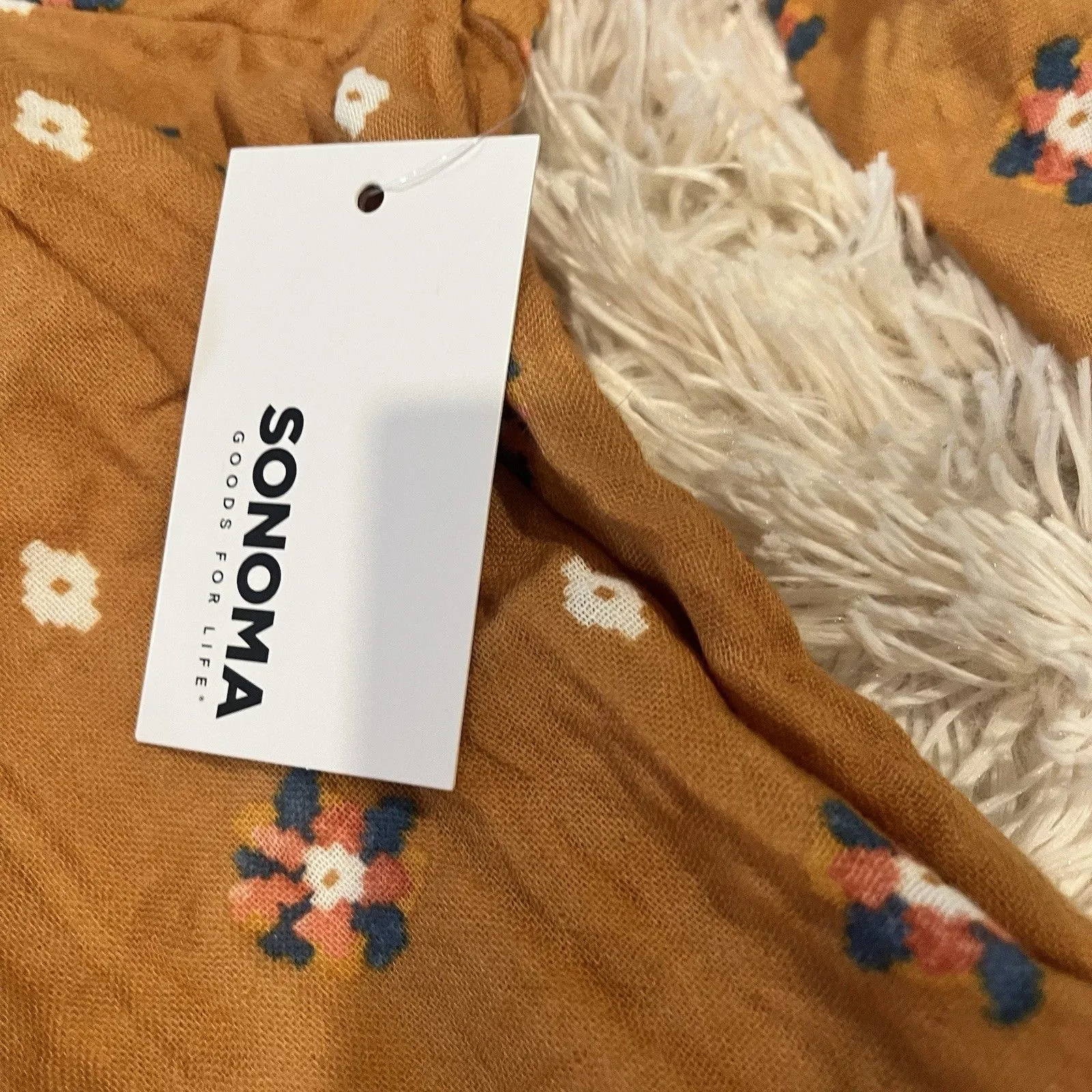 Sonoma Peasant Top Women XL Mustard Floral Peasant Boho Cottagecore Girly Cotton - Image 5