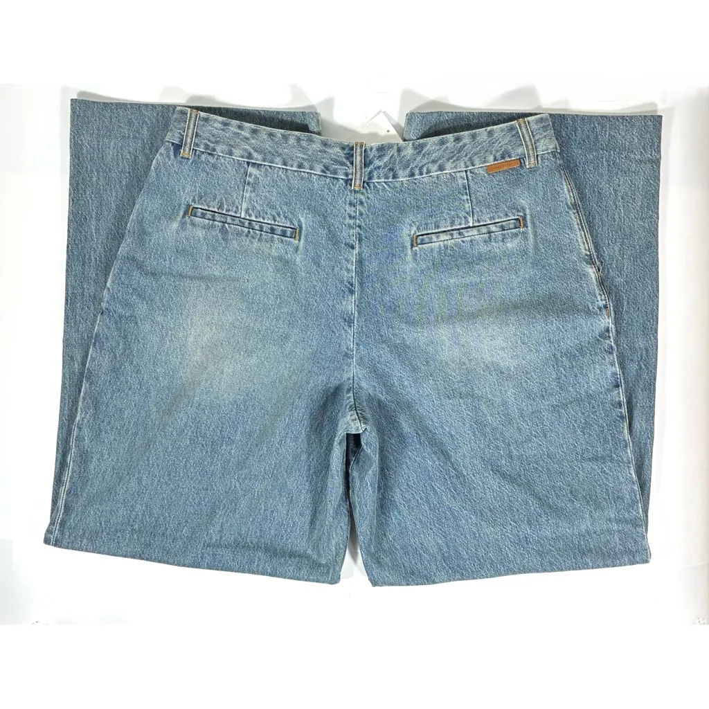 Zimmermann Illustration Pleated Wide Leg Jeans Neptune Blue AU 4 US 12 NWT - Image 7