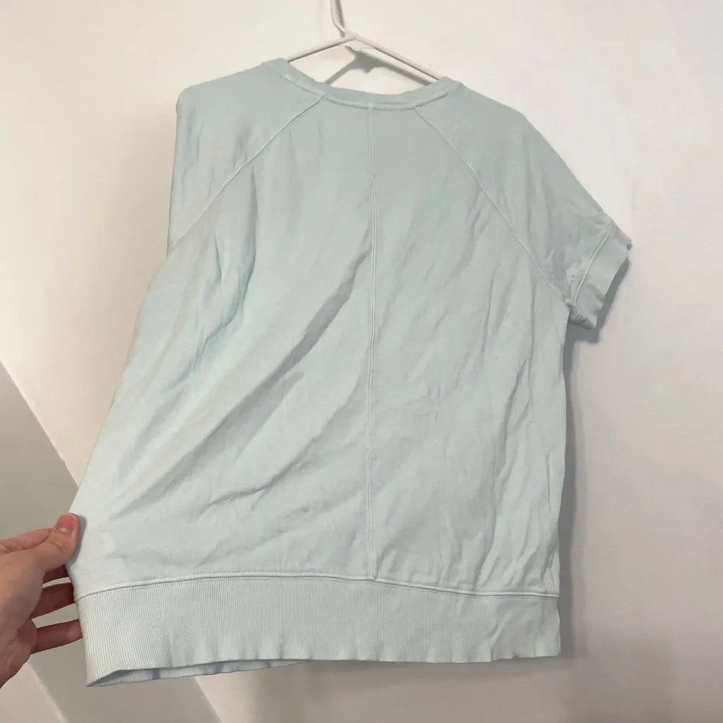 ATHLETA Sundown Sweatshirt Tee Pastel Blue Short Sleeve Cotton Pullover Crewneck - Image 16