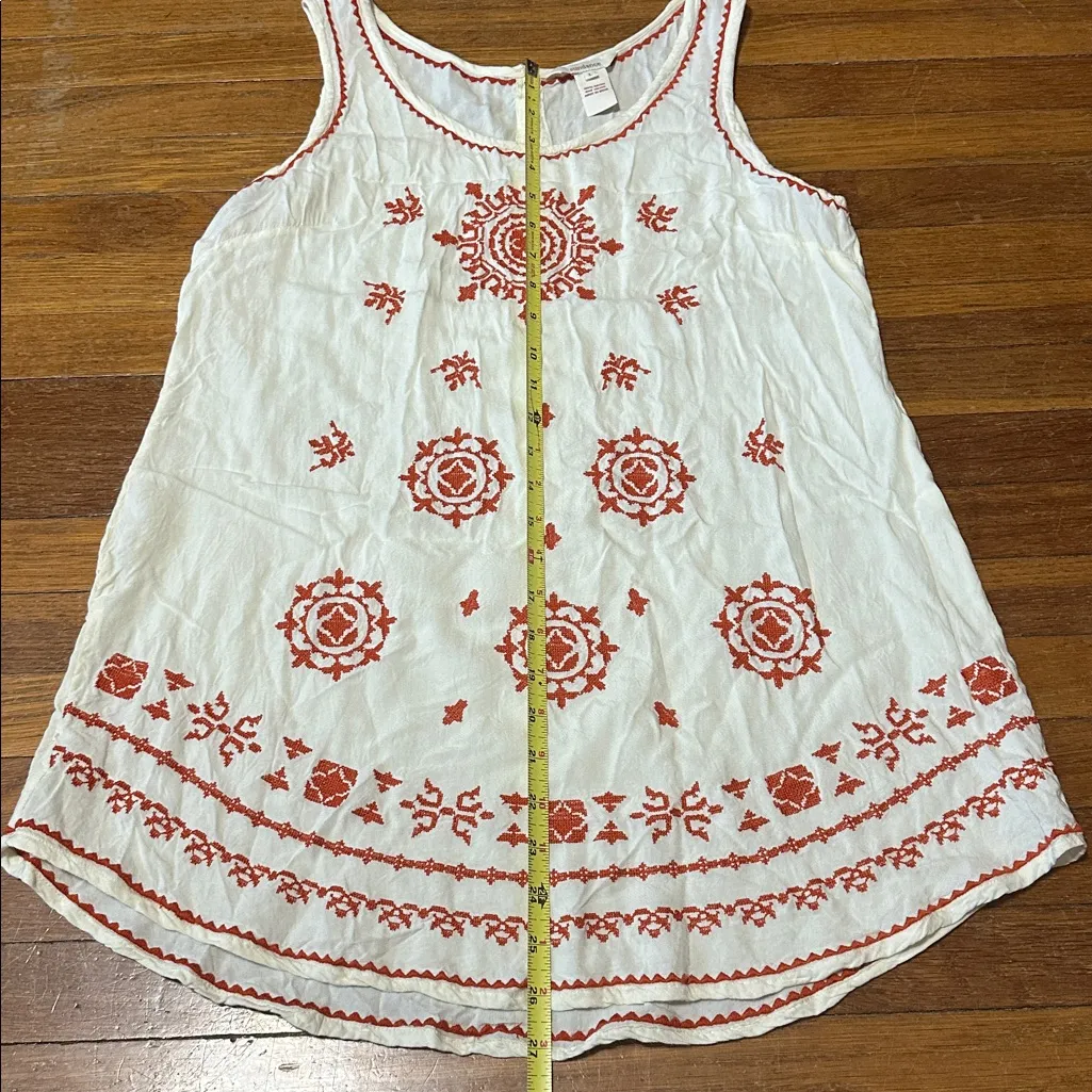 Sundance Embroidered Cream Tank Top, Large - Image 4