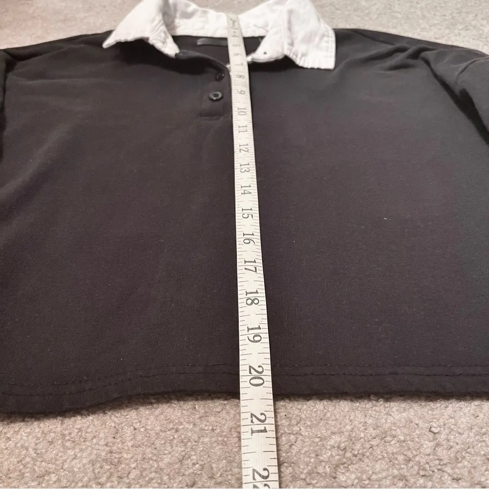 Juniors Black Long Sleeve Polo Collared Crop Top Size undefined - Image 5