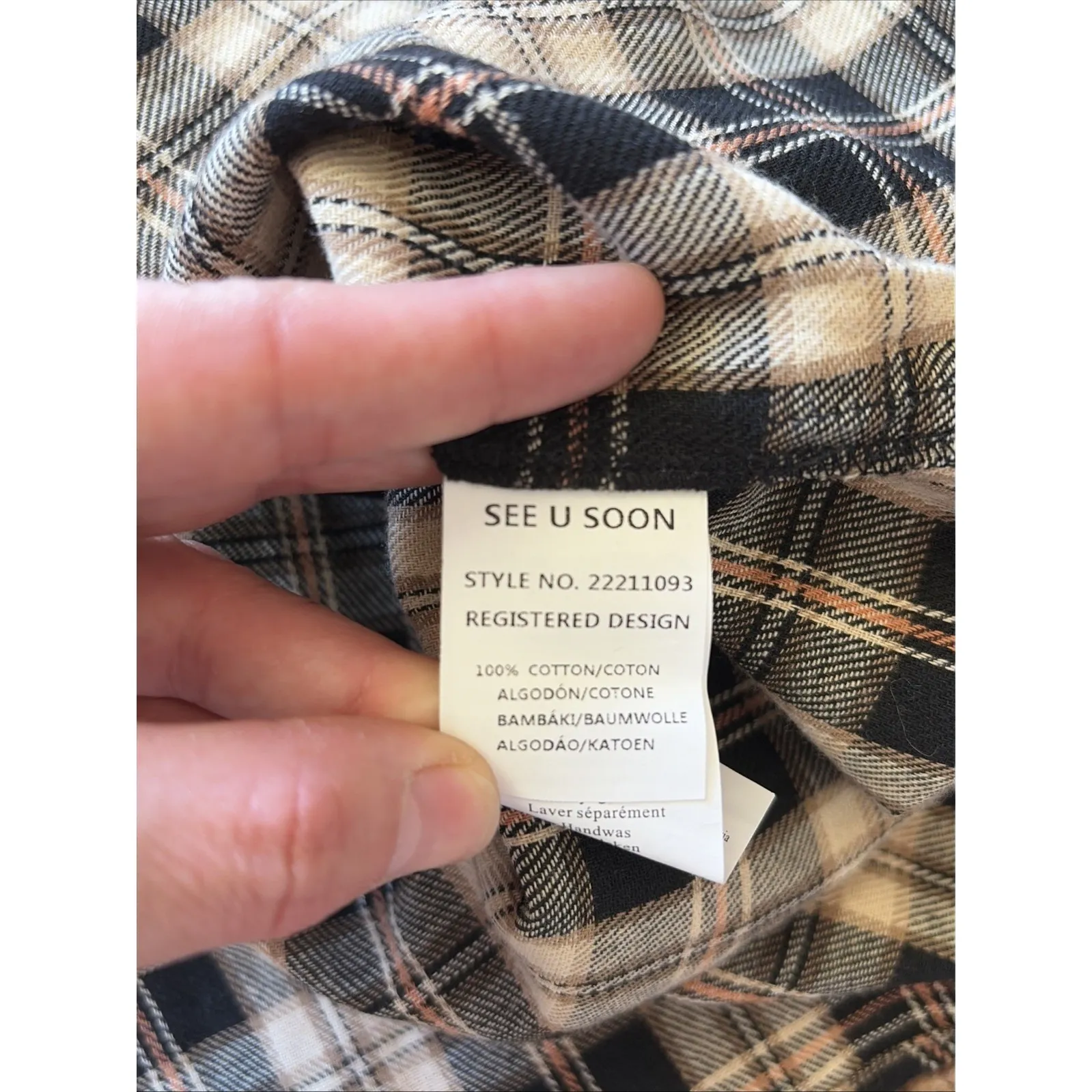 See U Soon Anthropologie Plaid Flannel Vneck Shirt Blouse Top Womens XS - Image 10
