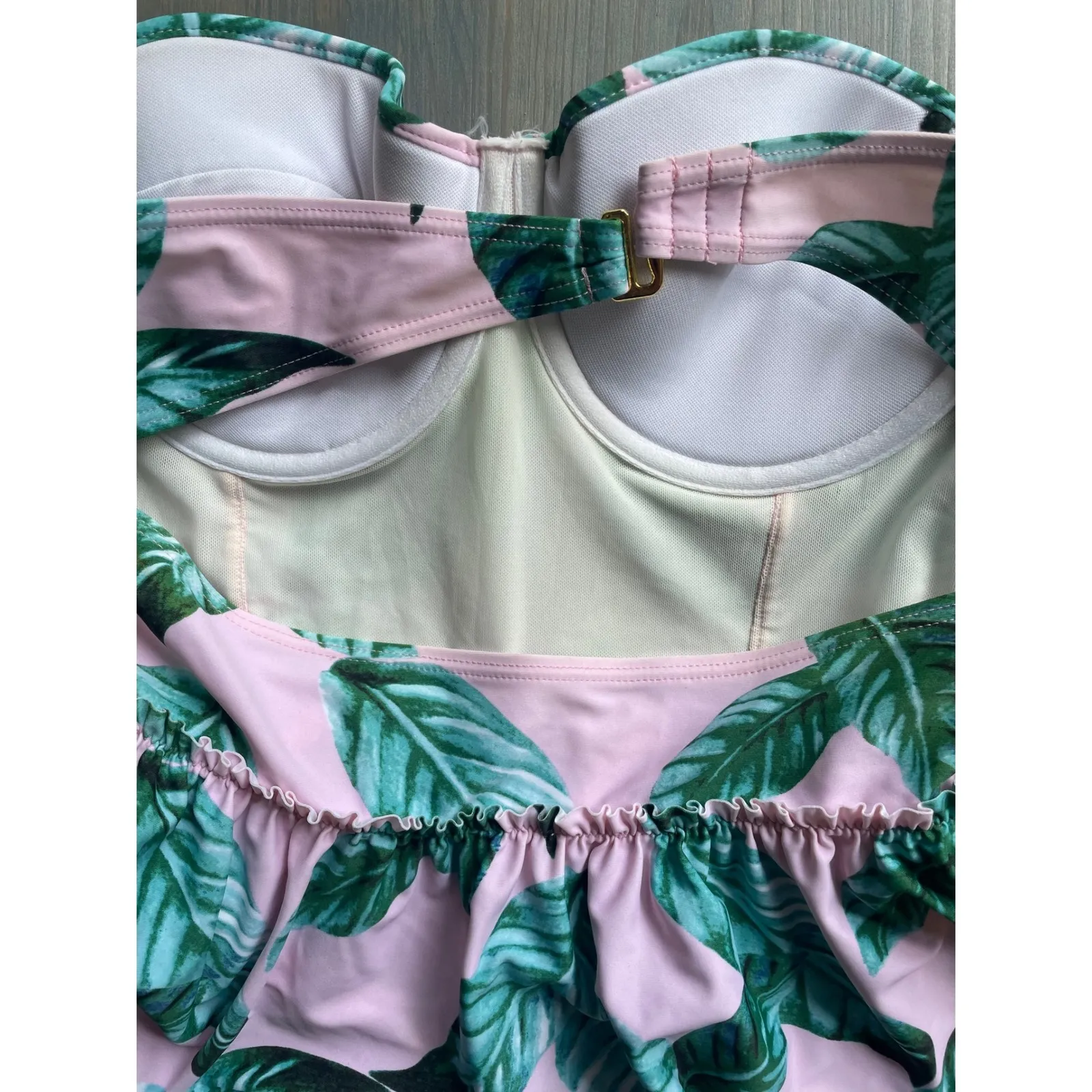 Coco Ship Ruffle Flounce Bikini Swimsuit Tropical Polka Dot‎ High Waist XL - Image 6