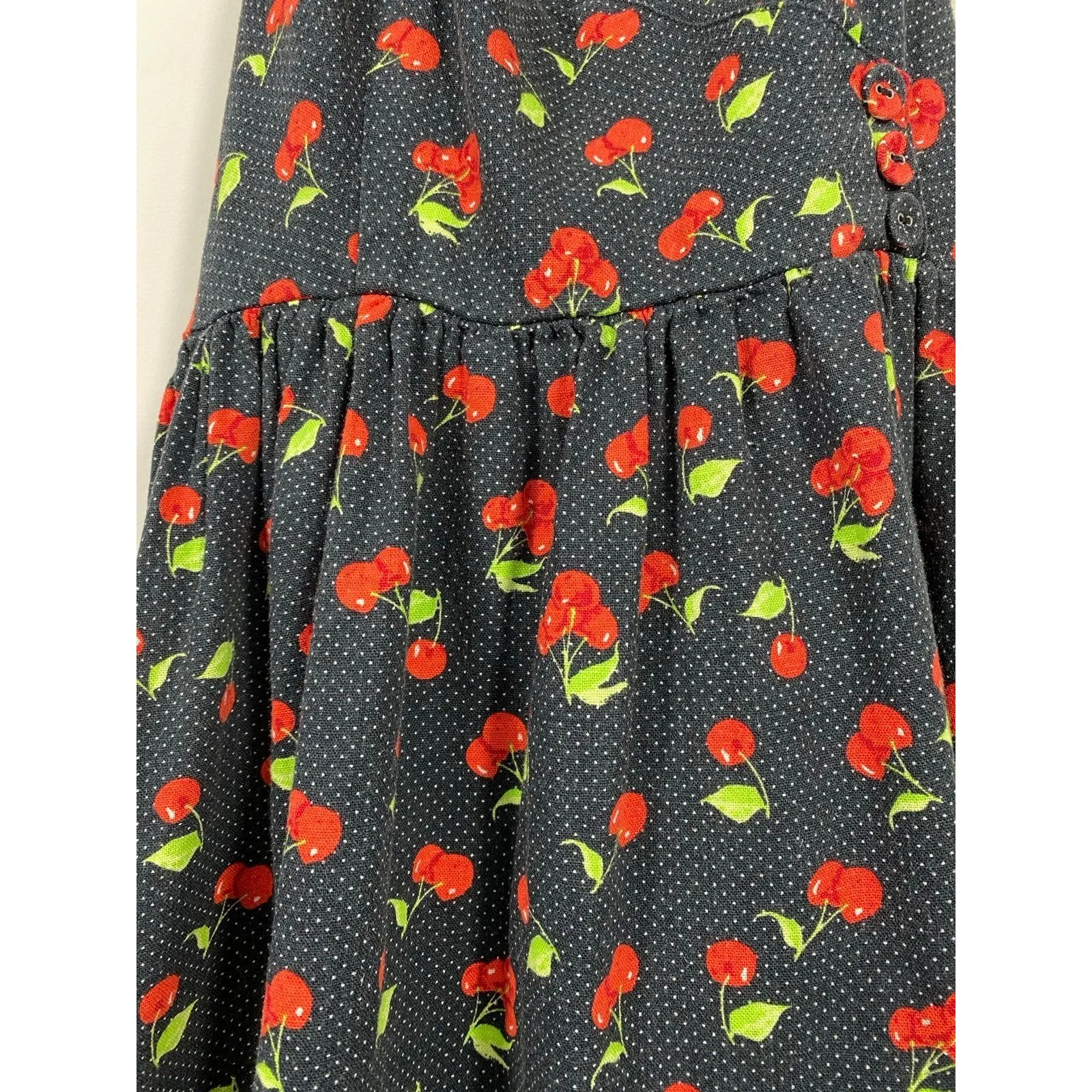 Urban Outfitters Cherry Print Halter Dress Polka Dot Linen Blend S/P - Image 2