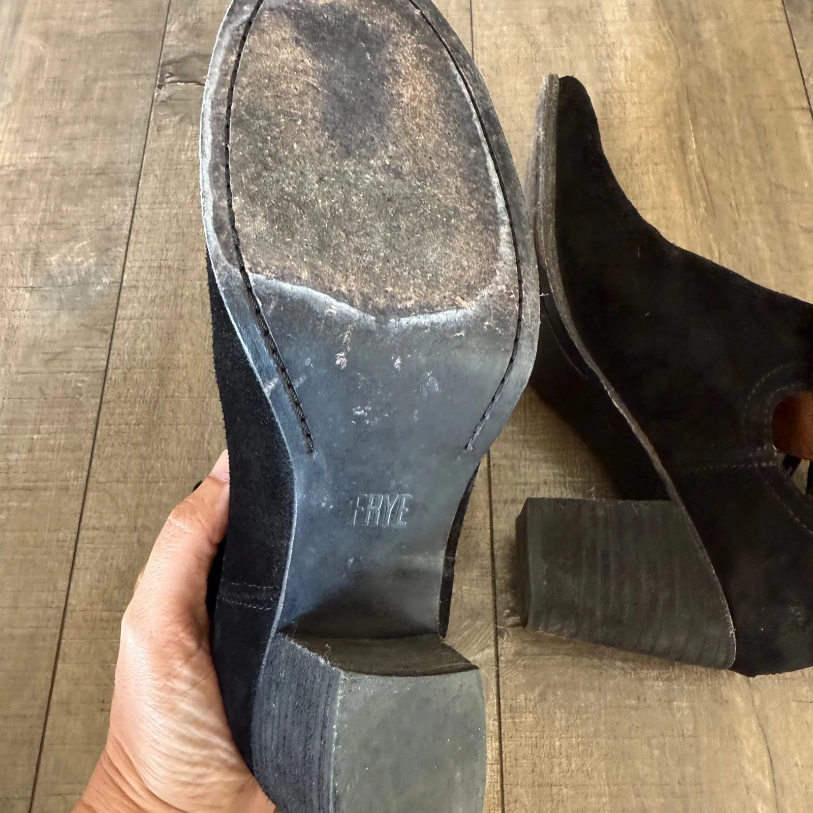 Frye Suede Naomi Pickstitch Ankle Booties Leather‎ Accent Size 9 Cowgirl Western - Image 5