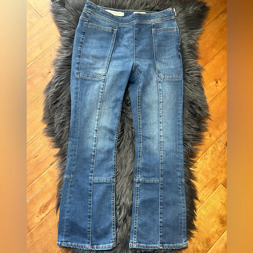 Pilcro Utility High-Rise Cropped Bootcut Pants Women's Blue Flared Jeans Size 27 - Image 6