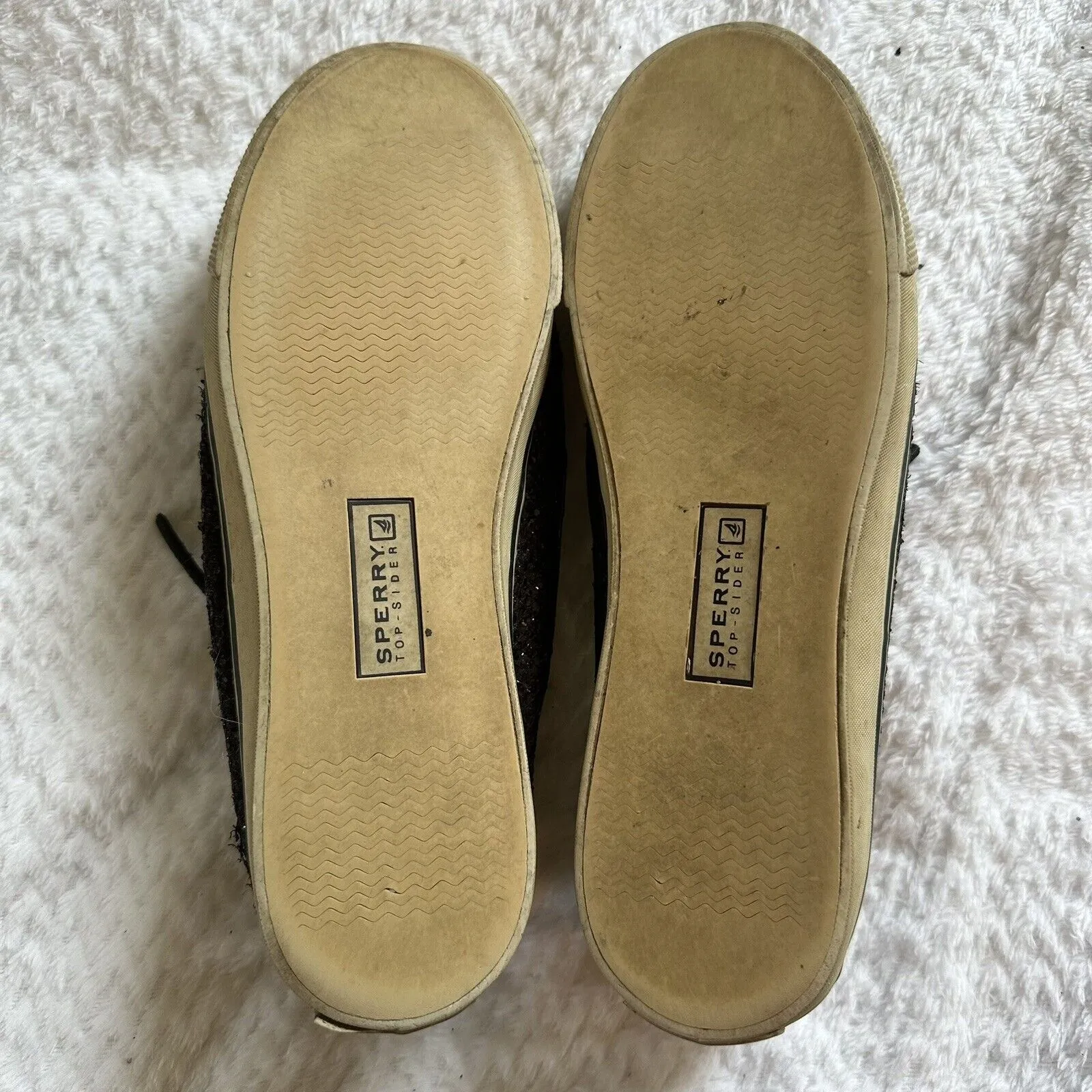 Black Glitter Sequin Sperry Boat Shoes - Image 4