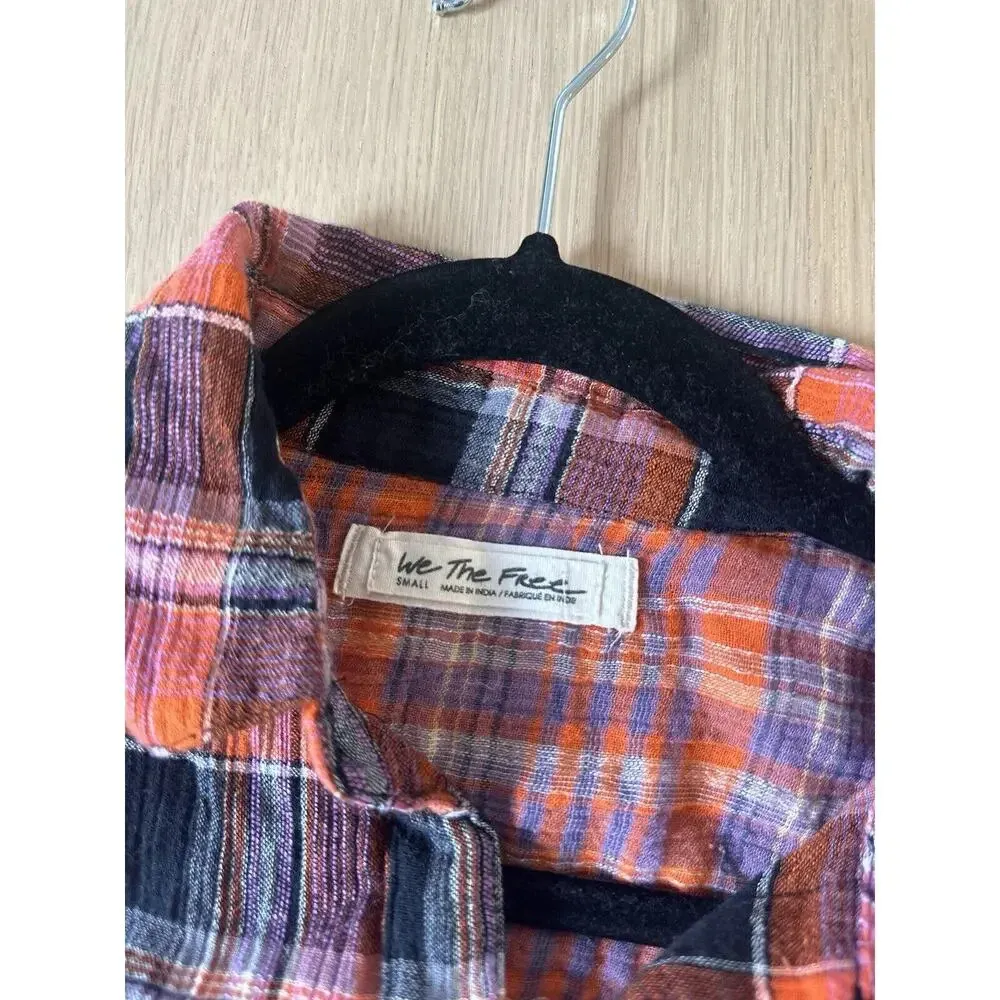 We The Free /Free People Size Small Washed Pop First Bloom Plaid Top Shirt 1346 - Image 12