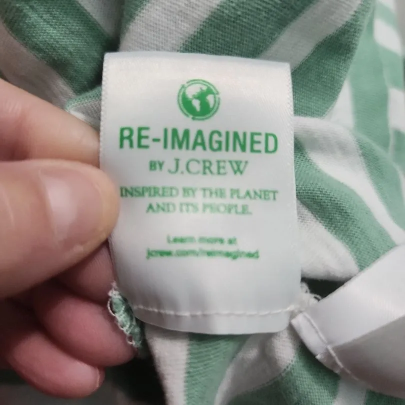 J.CREW Shirt Womens Size L Green White Stripes Casual Long Sleeve Classic Preppy - Image 6