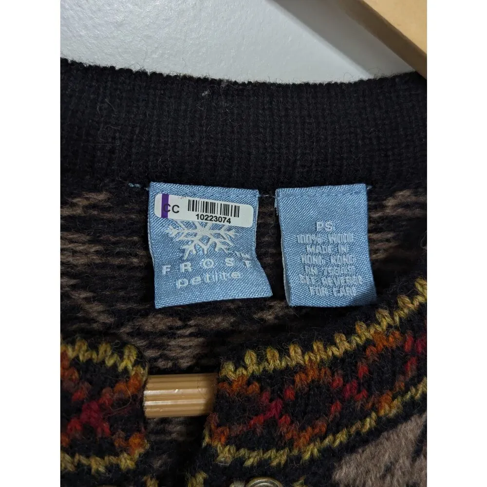 Vintage Wool Fair Isle Nordic Sweater Jacket Long Sleeve Front Clasp FROST Brown Size undefined - Image 5