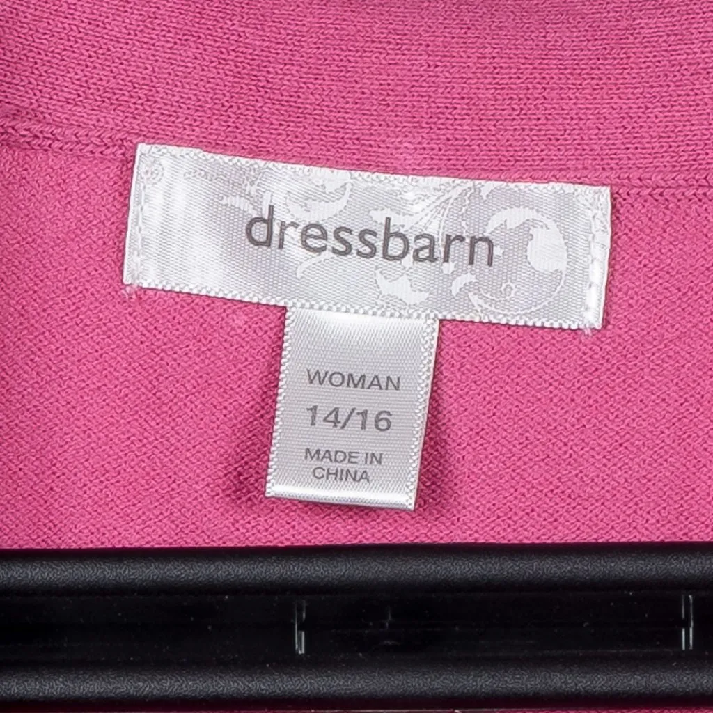 dressbarn Cardigan Sweater 14 16 Womans Short Sleeve Purple Pink Cotton Stretch - Image 4