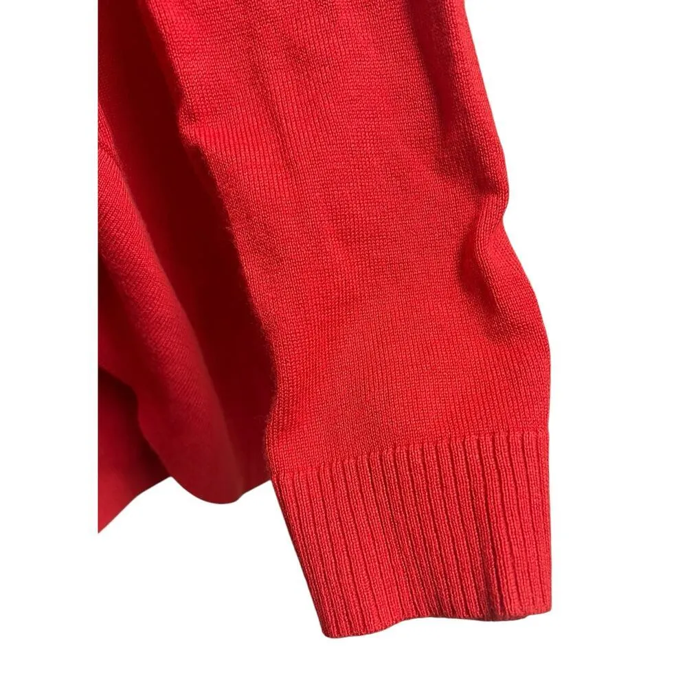 Verve Ami Open Front Long Sleeves Red Knit Cardigan Small - Image 3