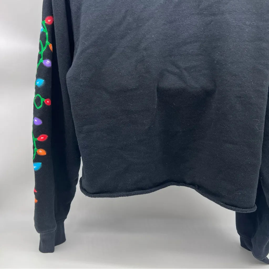 Stranger Things TV Show Black Christmas Themed Sweatshirt with Raw Hem-Size XXL - Image 7