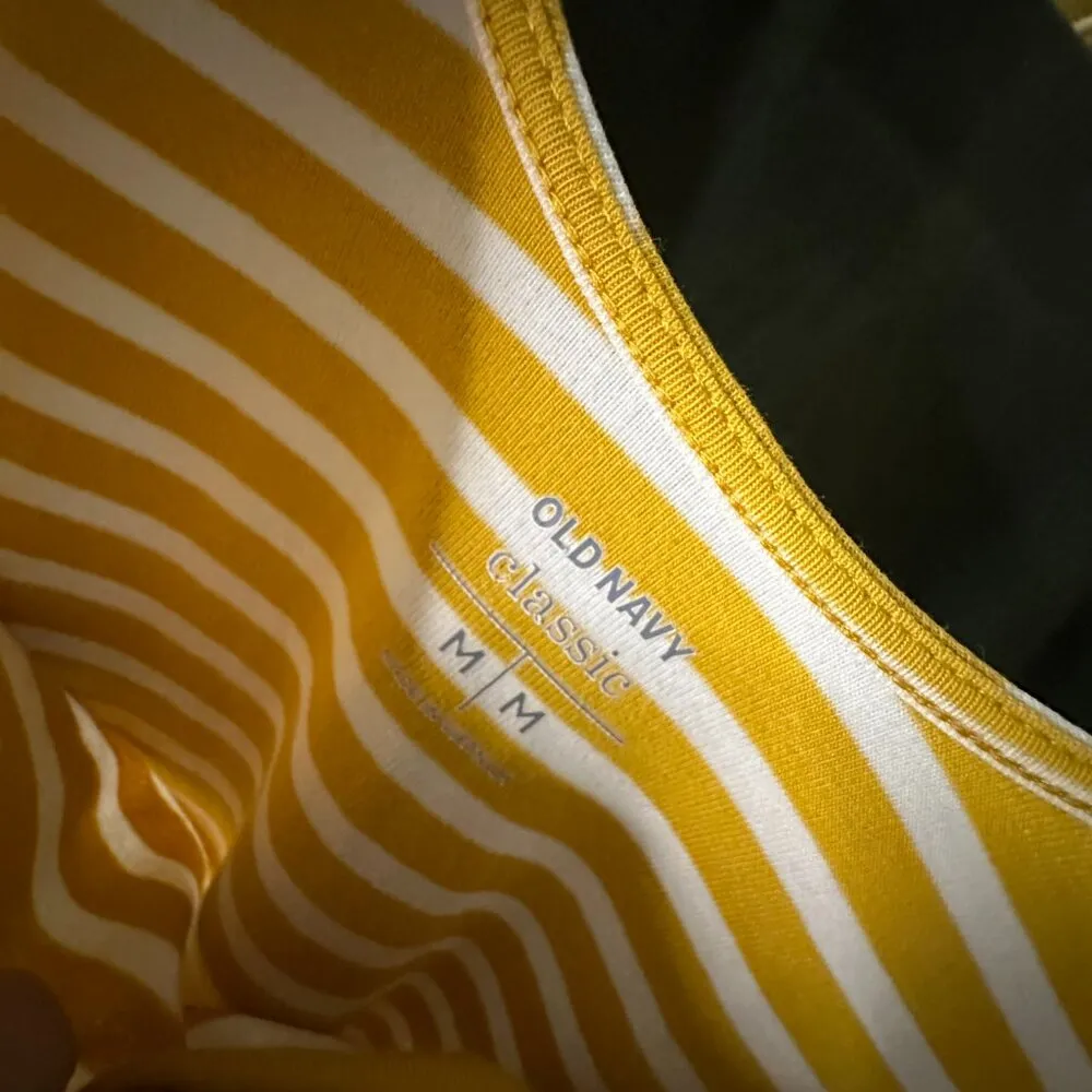 M Scoop Neck Striped Top Old Navy Yellow and White Stripe - Image 2