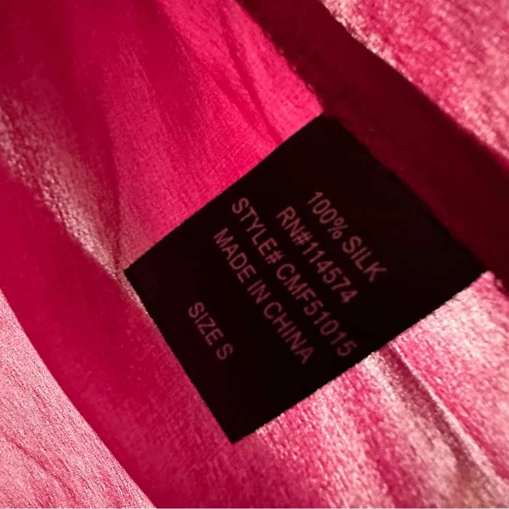 Bellatrix Long Sleeve Button Blouse 100% Silk Women’s Small Red - Image 7