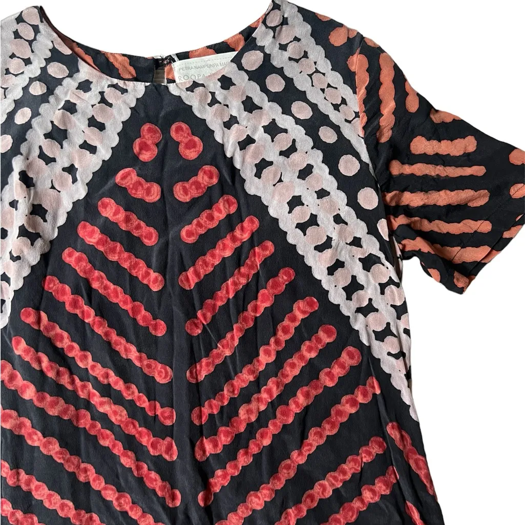 Roopa Pemmaraju Tribal‎ Printed Silk Shift Dress Anthropologie Size 8 Red - Image 2