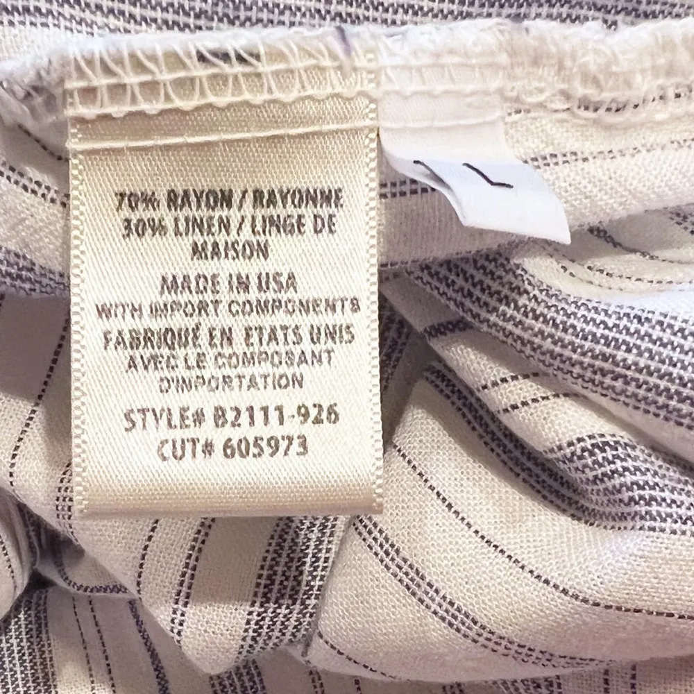 Bella Dahl off shoulder striped linen navy blue white lightweight blouse… - Image 5