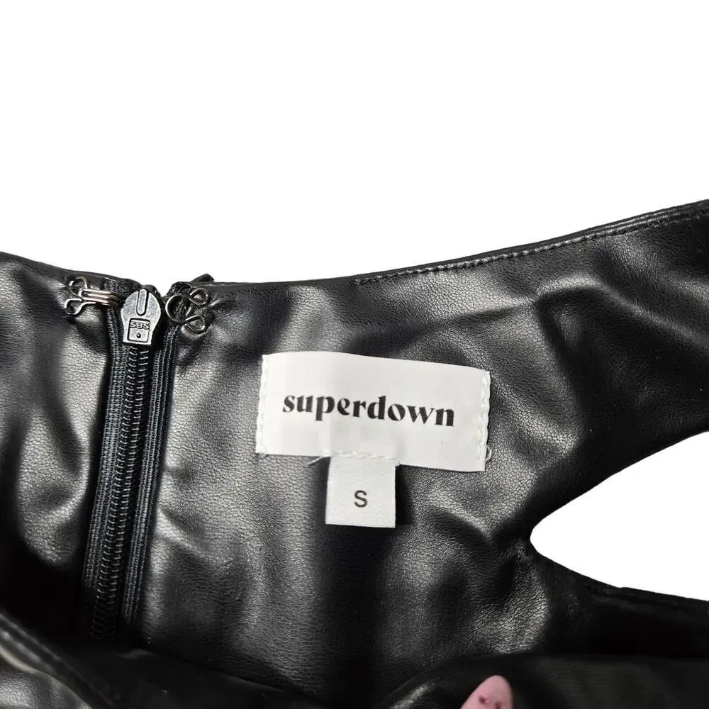 Superdown Black Faux Leather Sia Cutout Pants - Image 4