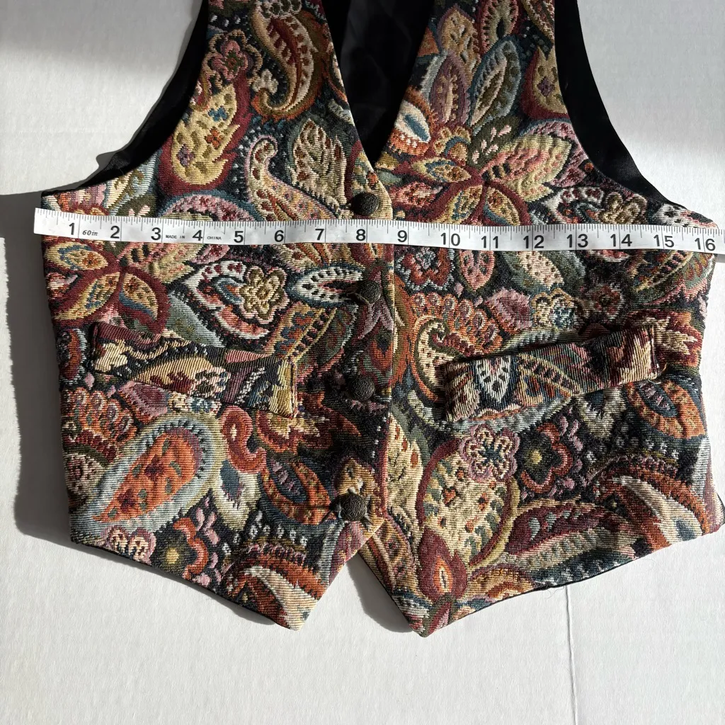 Vintage Express textured Paisley Vest tie back size small - Image 13