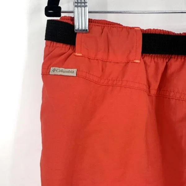 Vintage Columbia Women’s Utility Nylon Cargo Shorts Size L‎ Attached Belt Orange - Image 10
