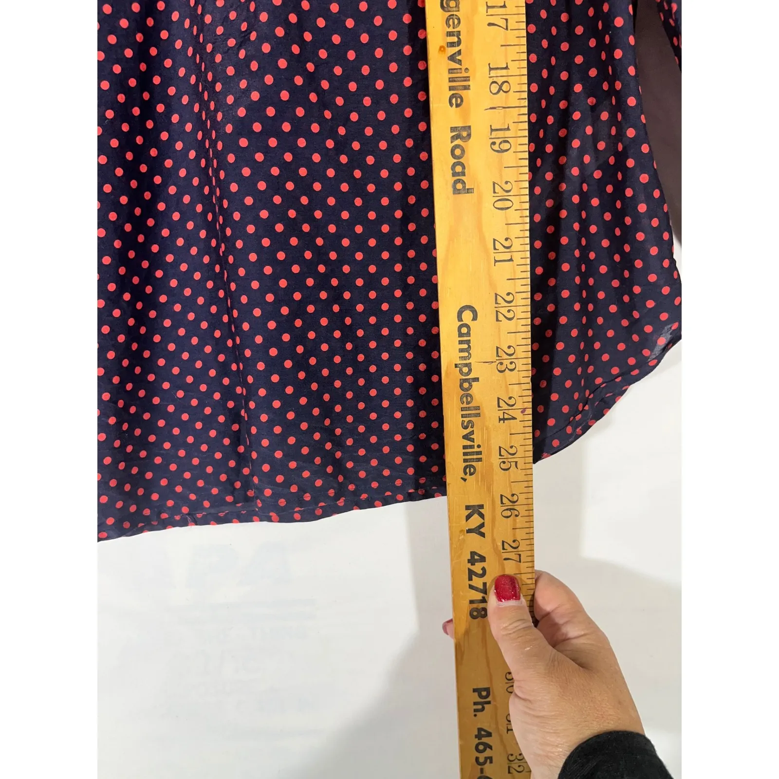 J Crew Women Polka Dot Silk Blend Button Up Long Sleeve Shirt Navy/Pink Size 8 - Image 3