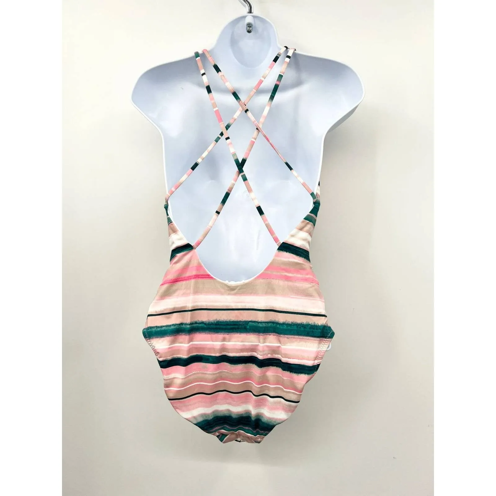 Bikini Lab Women's One‎ Piece Swimsuit Size XXL V-Plunge Striped Thong Strappy - Image 4