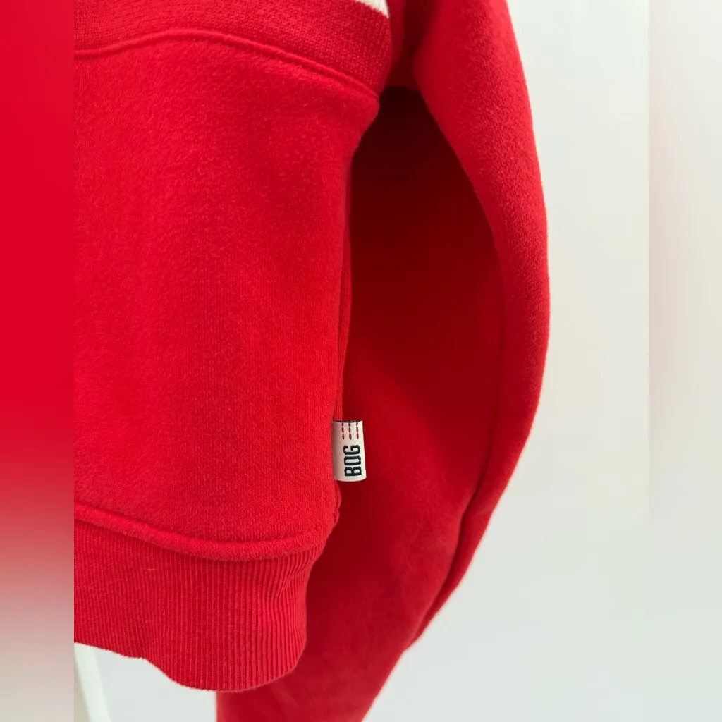 BDG | URBAN OUTFITTERS Angie Cropped Quarter-Zip Sweatshirt Size Small Red/White - Image 5
