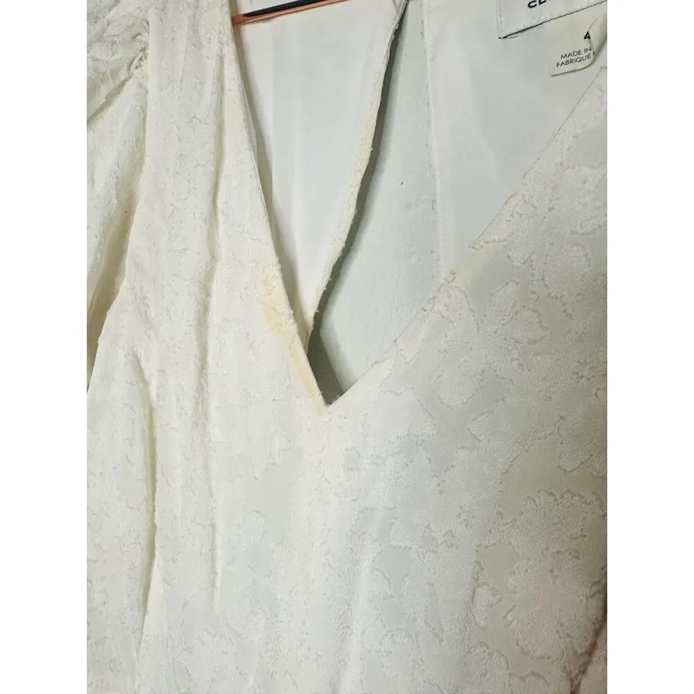 CLUB MONACO White Open Back V-Neck Textured Style Tie Back Jumpsuit Size 4 - Image 9