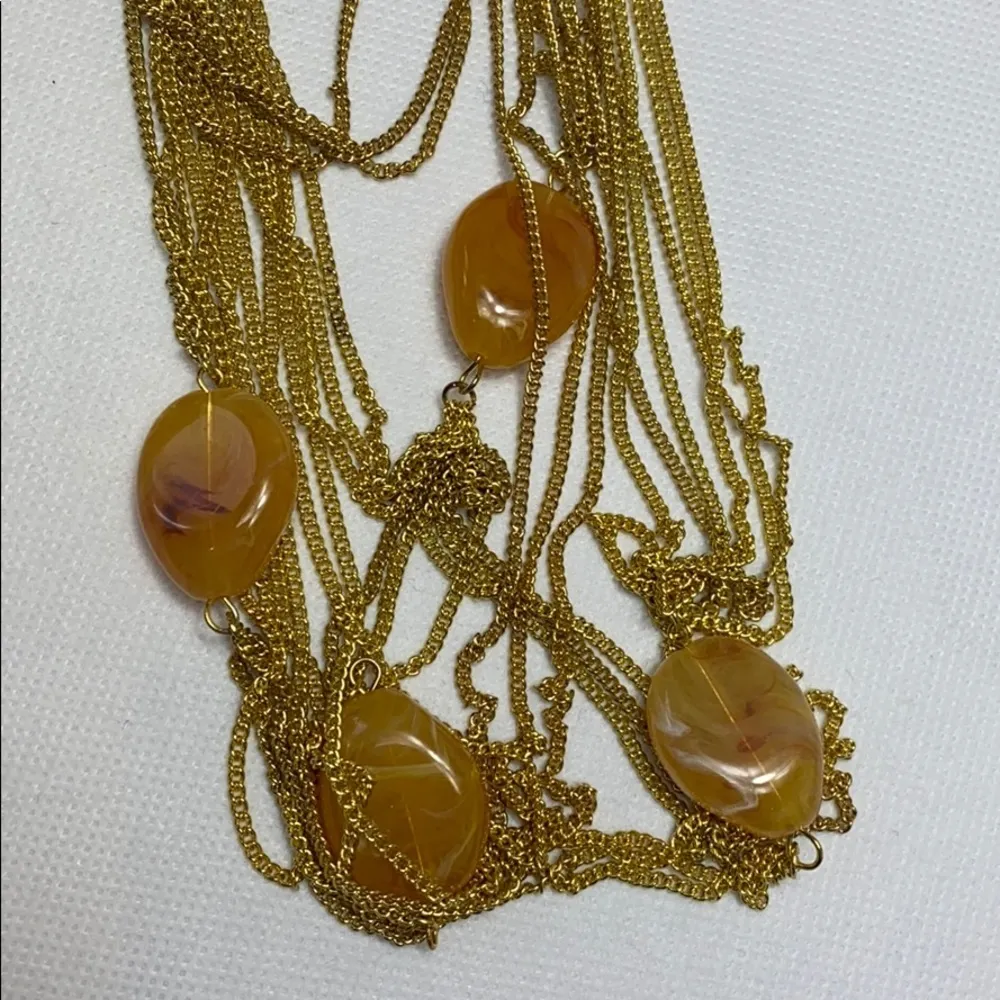 Amrita Singh layered amber color stone necklace - Image 4