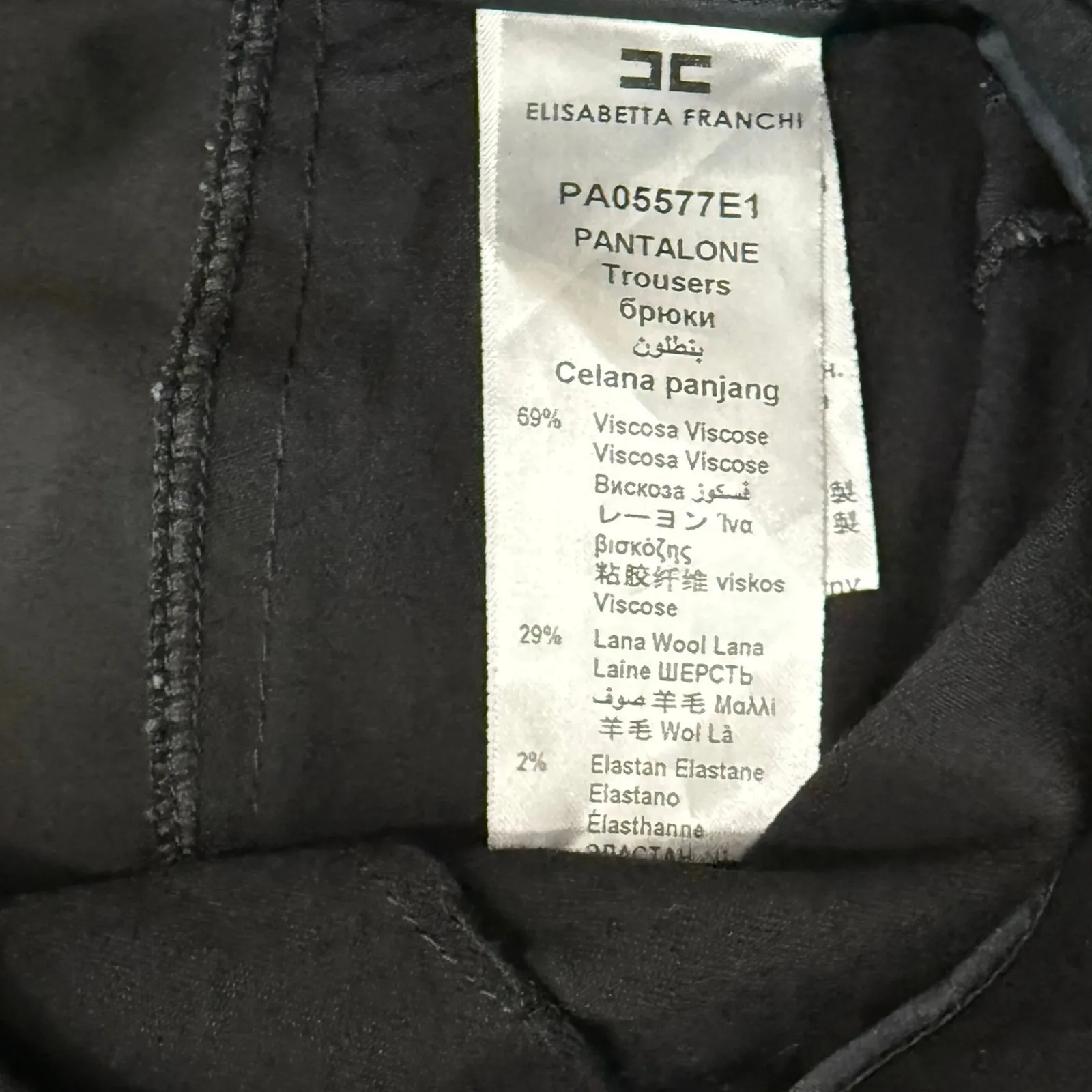 Elisabetta Franchi Black Pleated Wide Leg Pants Wool Blend Trousers sz 40 / 10 - Image 4