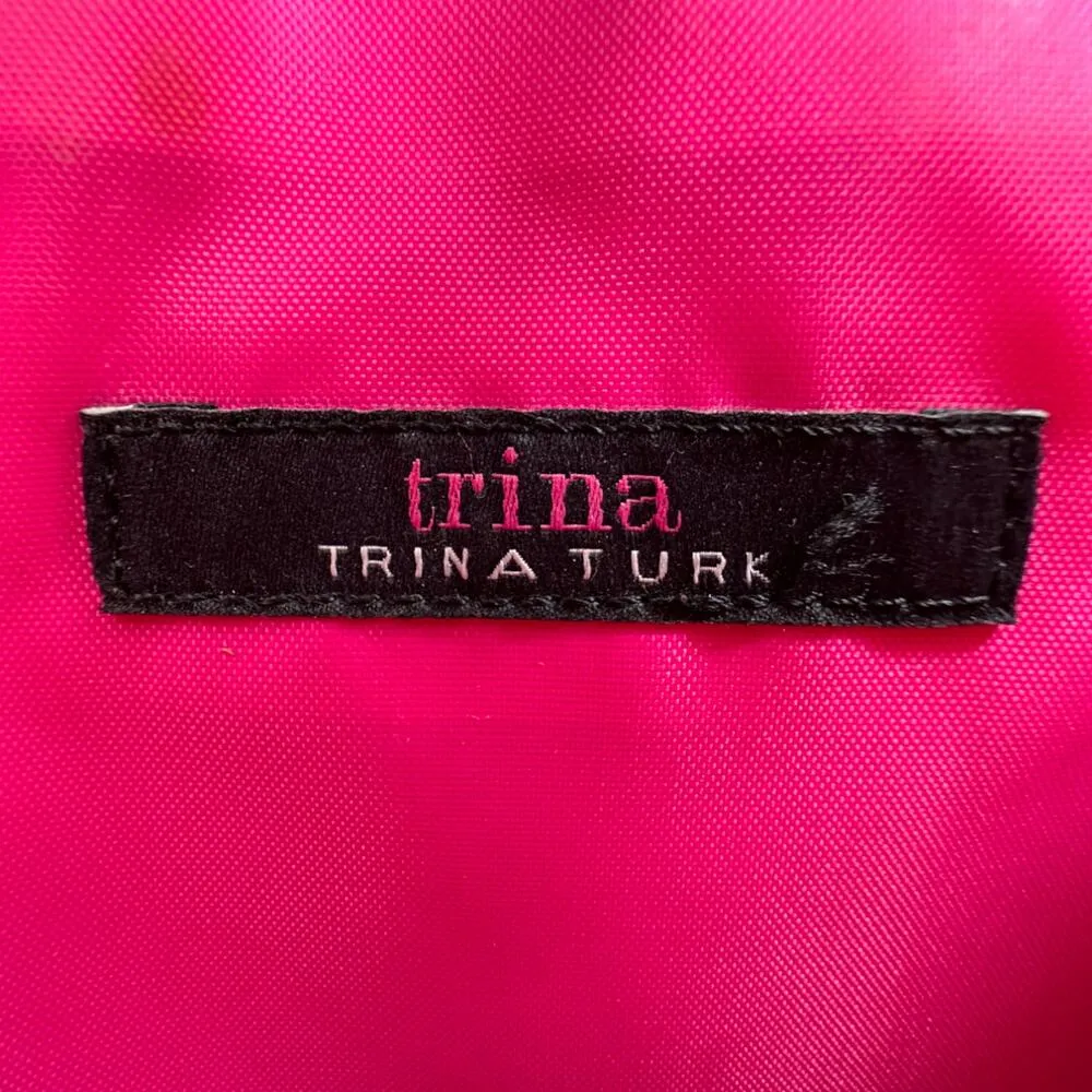 Trina Turk | Medium Blush Pink PVC Floral Interior 2-Handle Satchel Purse Bag - Image 7