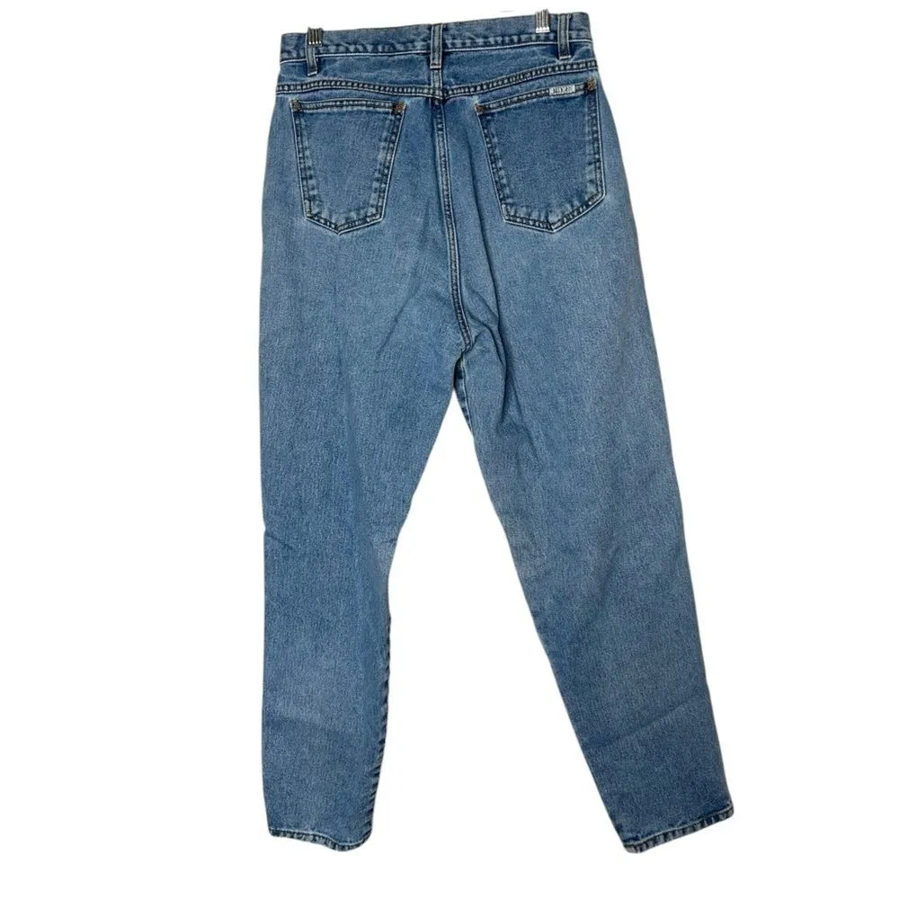 Vintage dark wash high waisted straight leg relaxed fit jeans 90s 1990s y2k - Image 2