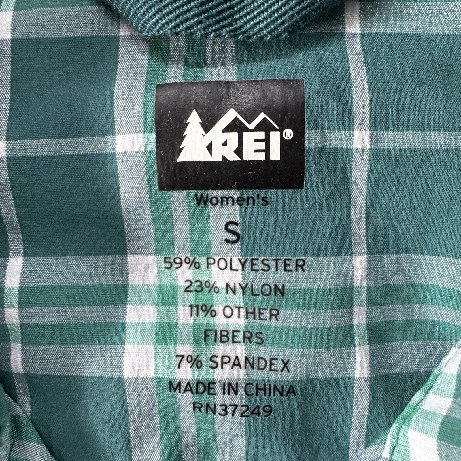 Rei Shirt Button Up Metal Snap Women Small Long Sleeve Roll Tap Nylon Fishing Green - Image 4